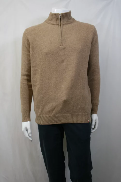 Pull Col Cheminee Tr - Lambswool 1/2 Zip Beige Moyen