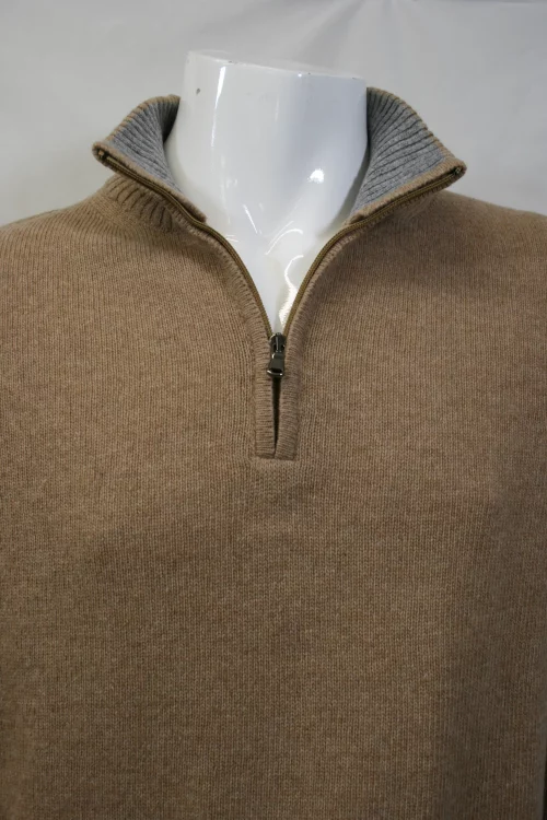 Pull Col Cheminee Tr - Lambswool 1/2 Zip Beige Moyen – Image 2