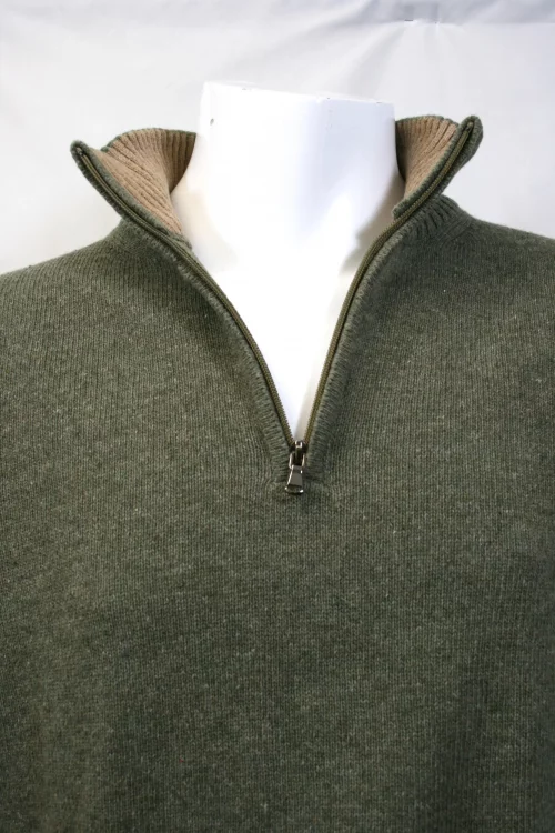 Pull Col Cheminee Lambswool 1/2 Zip Vert Moyen – Image 2