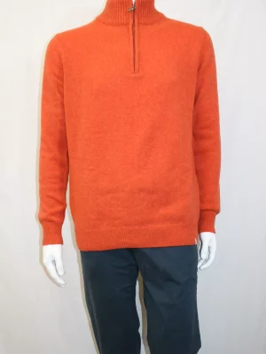 Pull Col Cheminee Lambswool 1/2 Zip Orange Fonce