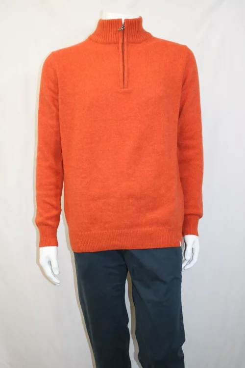 Pull Col Cheminee Lambswool 1/2 Zip Orange Fonce