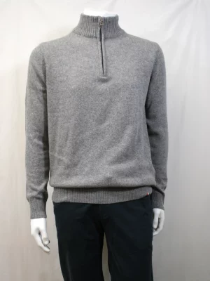 Pull Col Cheminee Lambswool 1/2 Zip Gris Moyen