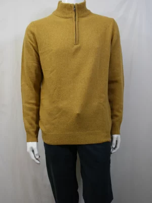 Pull Col Cheminee Lambswool 1/2 Zip Jaune Moyen