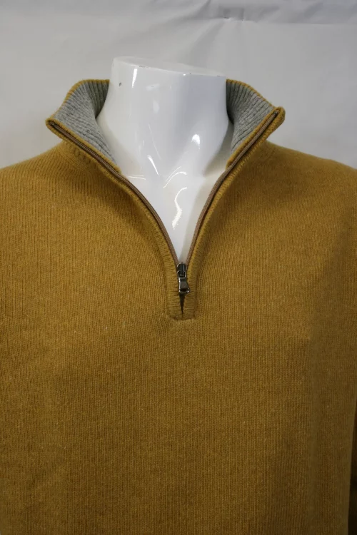 Pull Col Cheminee Lambswool 1/2 Zip Jaune Moyen – Image 2
