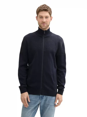 Gilet Manches Longues Fantaisie Tricot Epaules Bleu Fonce