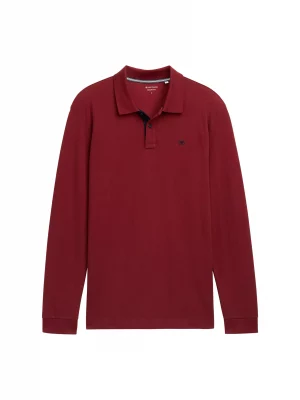 Polo Manches Longues Pique Uni Rouge Fonce
