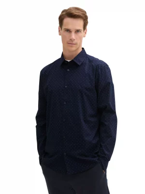 Chemise Manches Longues Sport Imprime 3 Pointilles Bleu Fonce
