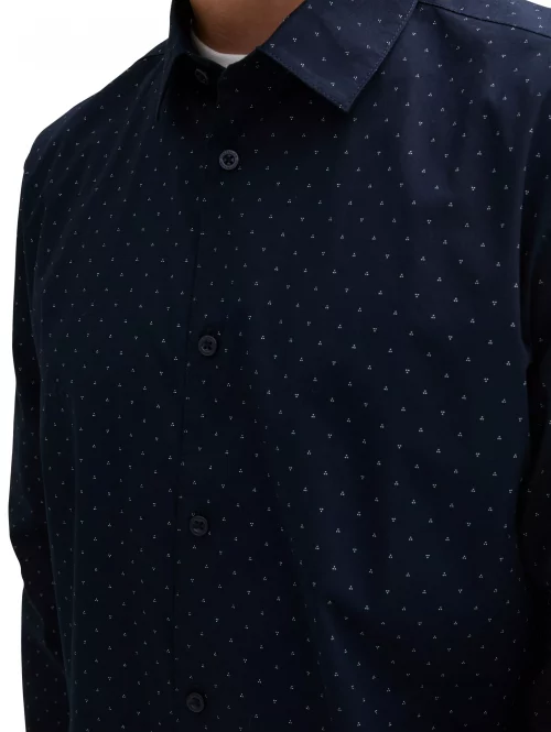 Chemise Manches Longues Sport Imprime 3 Pointilles Bleu Fonce – Image 3