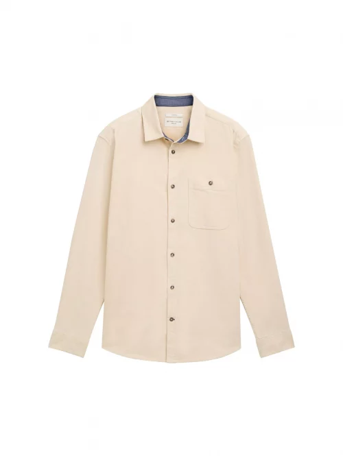 Chemise Manches Longues Sport Velours Beige Clair