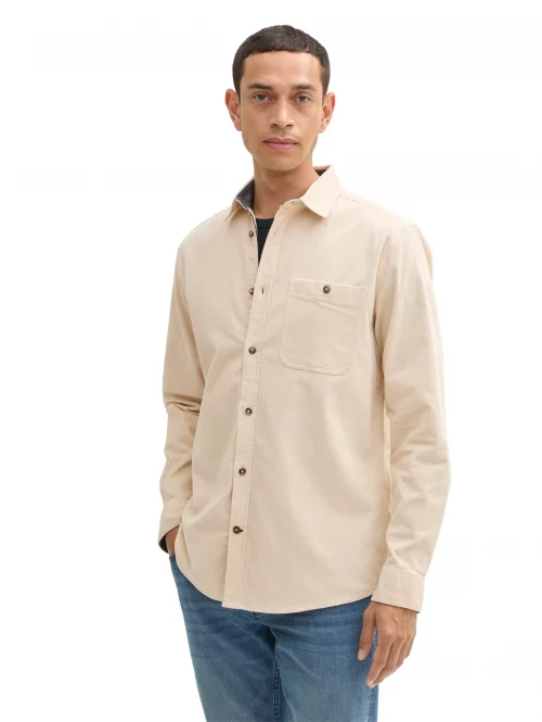Chemise Manches Longues Sport Velours Beige Clair – Image 2