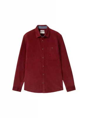 Chemise Manches Longues Sport Velours Rouge Fonce