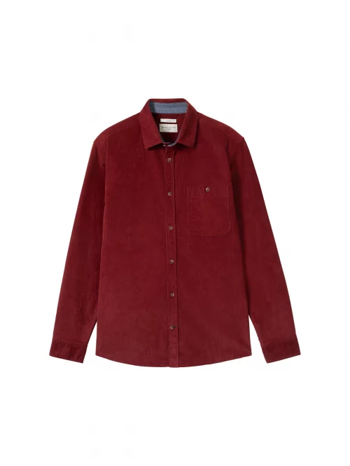 Chemise Manches Longues Sport Velours Rouge Fonce