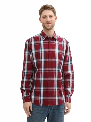 Chemise Manches Longues Sport Carreau Rouge Rouge Moyen