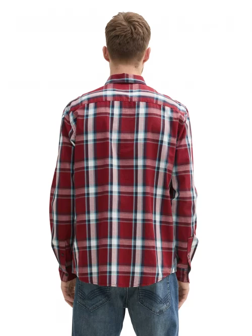 Chemise Manches Longues Sport Carreau Rouge Rouge Moyen – Image 2