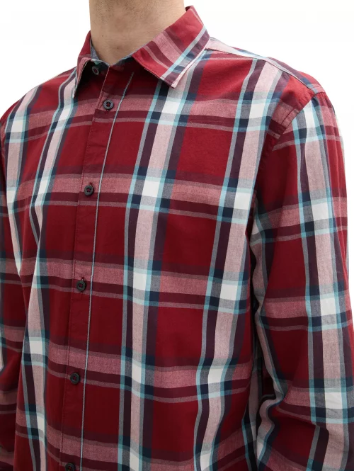 Chemise Manches Longues Sport Carreau Rouge Rouge Moyen – Image 3