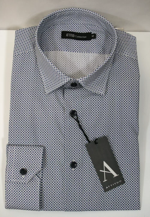 Chemise Manches Longues Ville Imprime Etoiles Bleu Modern Bleu Moyen