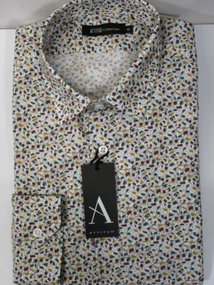 Chemise Manches Longues Ville Imprime Fils Taches Modern Jaune Moyen