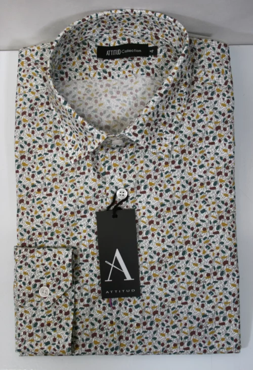 Chemise Manches Longues Ville Imprime Fils Taches Modern Jaune Moyen