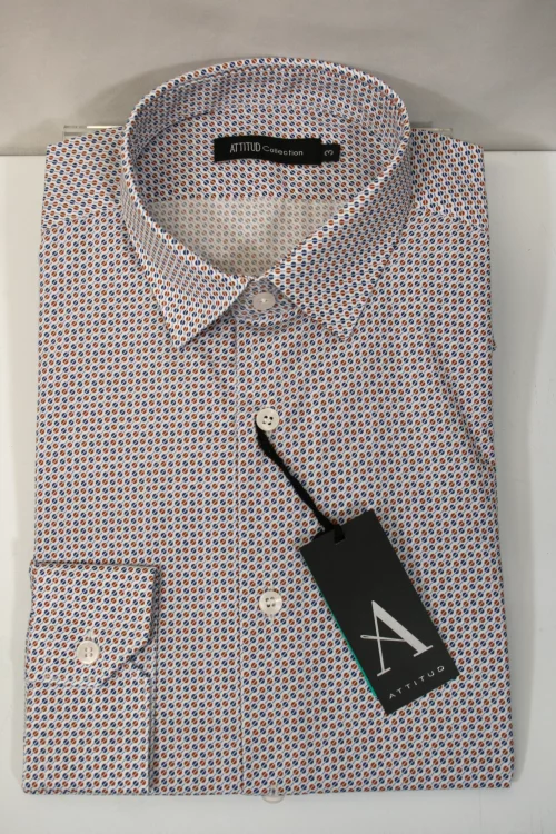 Chemise Manches Longues Ville Imprime Grain Cafe Modern Beige Moyen