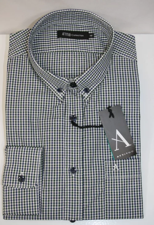 Chemise Manches Longues Sport Carreau Bicolore Modern Pb Vert Moyen