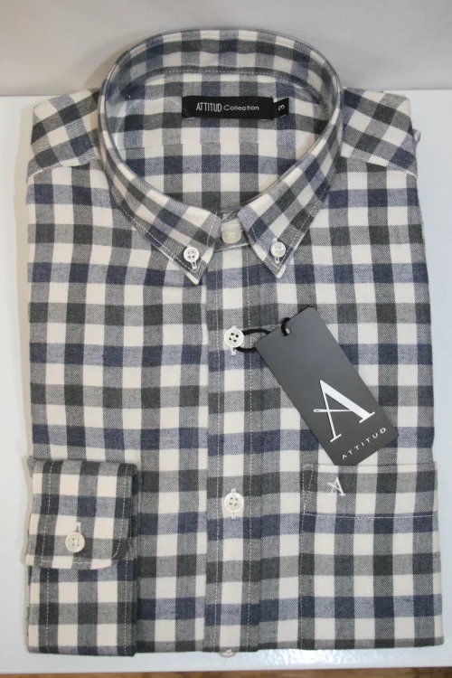 Chemise Manches Longues Sport Carreau Gris Modern Pb Gris Moyen