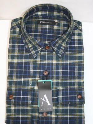 Chemise Manches Longues Sport Surchemise Carreau Bleu Bleu Fonce