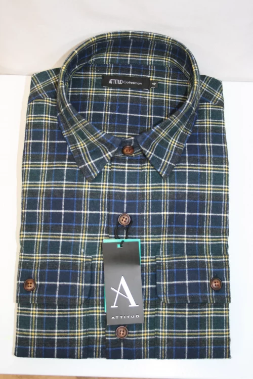 Chemise Manches Longues Sport Surchemise Carreau Bleu Bleu Fonce