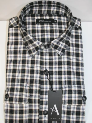 Chemise Manches Longues Sport Surchemise Carreau Gris Gris Moyen