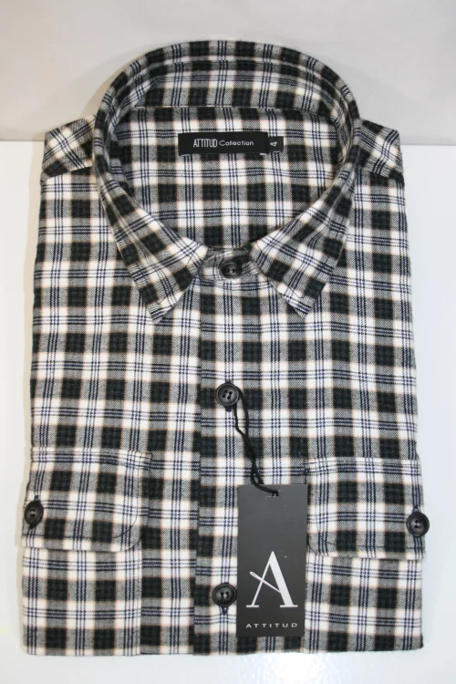 Chemise Manches Longues Sport Surchemise Carreau Gris Gris Moyen