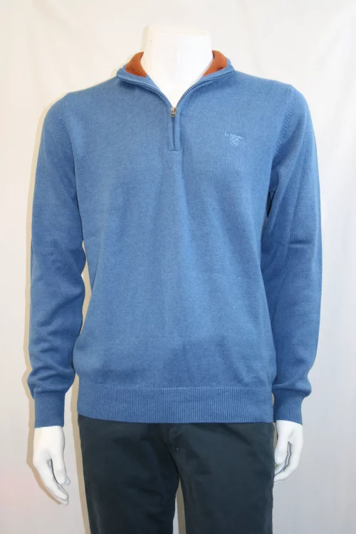 Pull Col Cheminee Coton Laine Bleu Moyen – Image 2