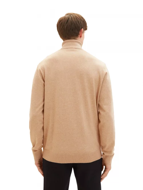 Pull Col Roule Lyocell Uni Beige Clair – Image 4
