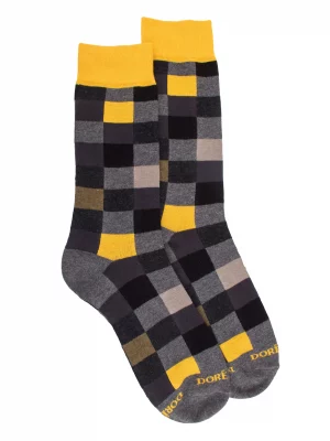 Accessoire Chaussettes Carres Coton Gris Fonce