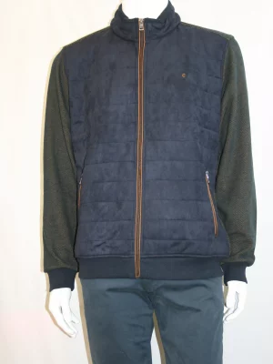 Gilet Manches Longues Bi-matiere Bleu Fonce
