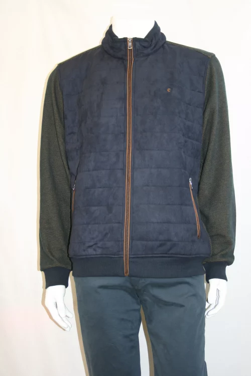 Gilet Manches Longues Bi-matiere Bleu Fonce
