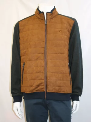 Gilet Manches Longues Bi-matiere Beige Moyen