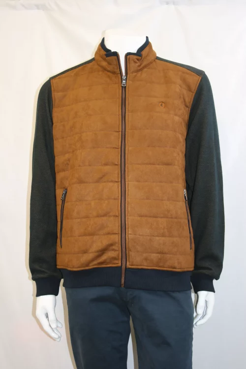 Gilet Manches Longues Bi-matiere Beige Moyen