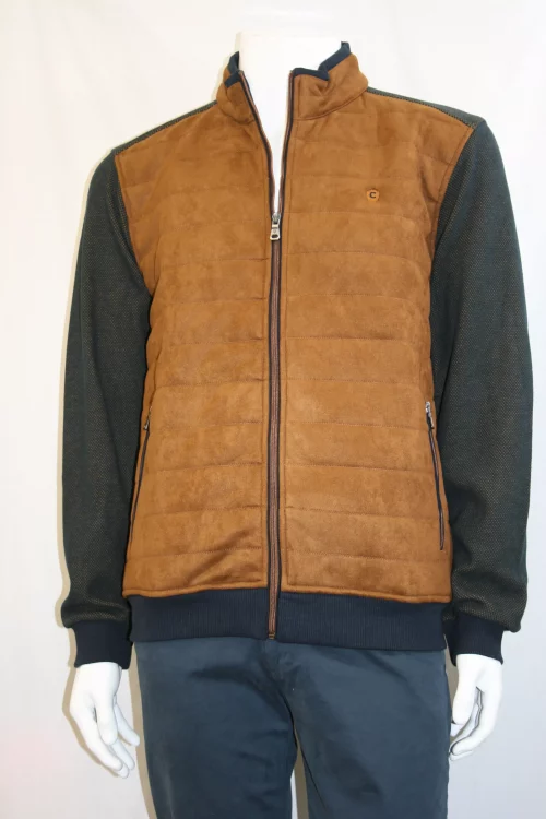 Gilet Manches Longues Bi-matiere Beige Moyen – Image 3