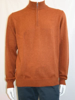 Pull Col Cheminee Coton Laine Beige Moyen