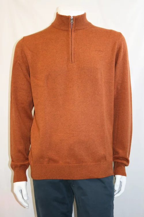 Pull Col Cheminee Coton Laine Beige Moyen
