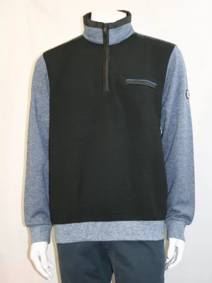 Pull Sweat  Bi-matiere Bleu Moyen