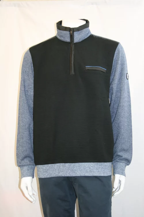 Pull Sweat  Bi-matiere Bleu Moyen