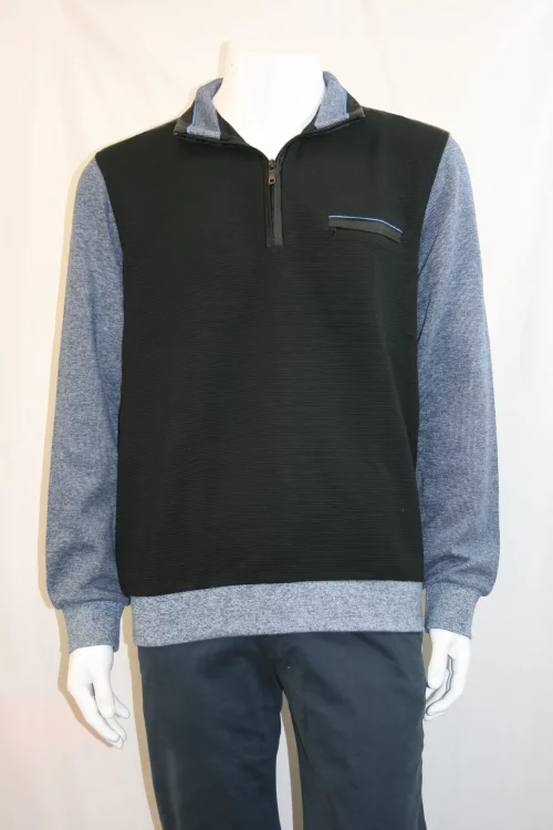 Pull Sweat  Bi-matiere Bleu Moyen – Image 4