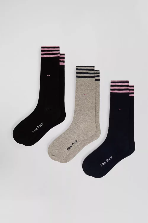 Accessoire Chaussettes Coffret Trio Cerclage Noir Fonce