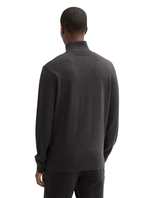 Pull Col Roule Coton Uni Gris Fonce – Image 3