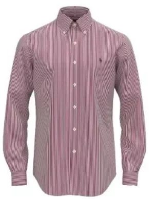 Chemise Manches Longues Sport Custom Rayure Baton Rouge Fonce