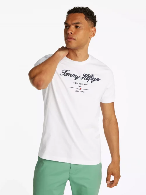 T-shirt Manches Courtes Broderie Italique Blanc