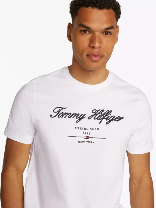 T-shirt Manches Courtes Broderie Italique Blanc – Image 3