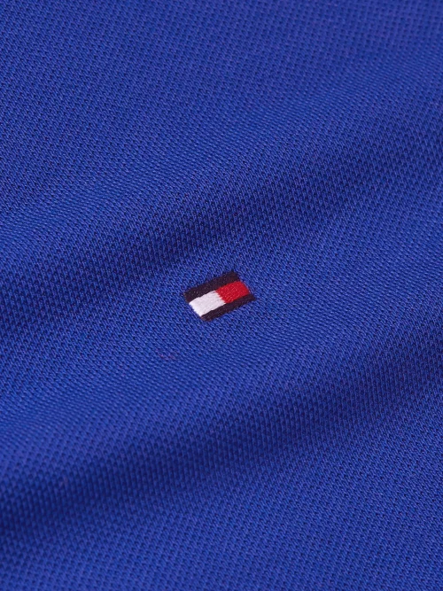 Polo Manches Courtes Regular Slim Pique Uni Bleu Moyen – Image 4