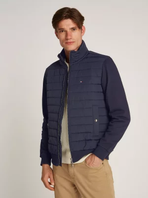 Gilet Manches Longues Mix Media Bleu Fonce