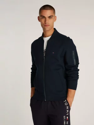 Gilet Manches Longues Molleton Baseball Bleu Fonce